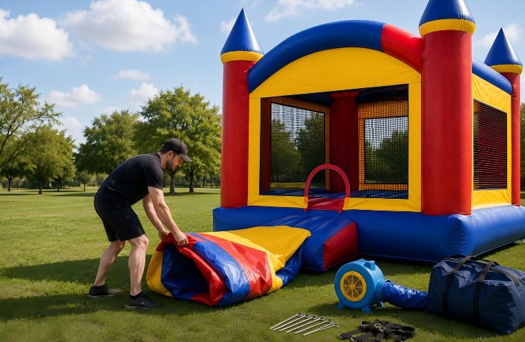 Can One Person Set Up a Commercial Bouncy Castle?